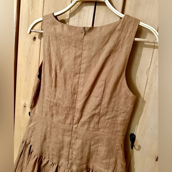 Aaron and Amber Malia Linen Dress Tan Sleeveless - Picture 6 of 7